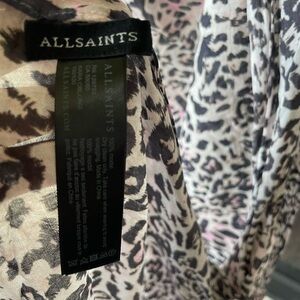 AllSaints Leopard Print Scarf- Pink & Black